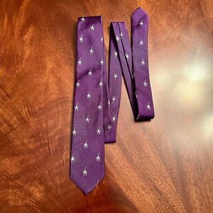 NWOT Men's Brooks Brothers 345 Purple & Lobster Print Slim Skinny Neck Tie